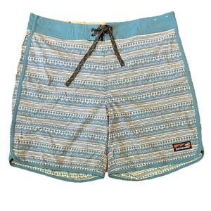Patagonia Board Shorts Size 34 Blue Stretch Wavefarer Swim Trunks Bathing Suit‎